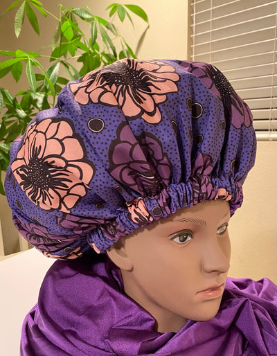 Satin Lined African Print Hair Bonnets for Moisture Length Retention Protective Hairstyles