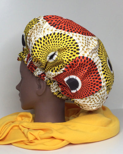 Satin Lined African Print Hair Bonnets for Moisture Length Retention Protective Hairstyles