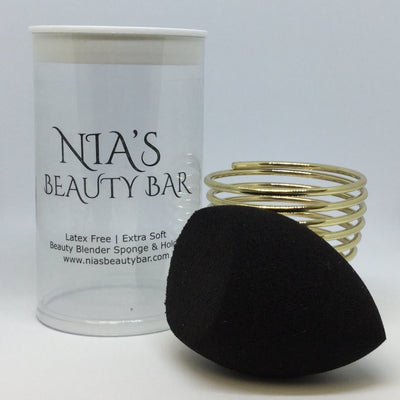 Obsidian - Black - Olivia Cut - Beautyblender Sponge with Holder and Travel Case - Hydrophilic Foam Sponge - Latex free - Extra soft for a streak free - even blend - Non-irritating, - Non-allergenic - Odorless - Long-lasting, - washable and reusable - Travel Pod - 3 in 1 - Teal - Obsidian - Black- Olivia Cut