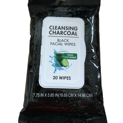 Cleansing Charcoal Black Facial Wipes for Fighting Acne Repairing Hydrating Soothing Stressed Skin