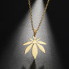 Unisex Marijuana Weed Leaf Pendant Necklace - Stainless Steel or 18k Yellow Gold